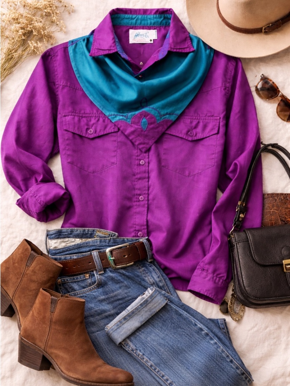 Vintage Women’s western Rodeo Button down top 1980s 1990s
